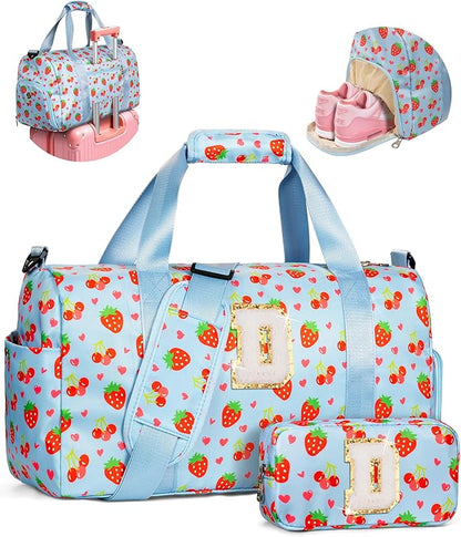 Dance Recital Gifts for 4-8, 8-12 Year Old Girls, Monogram Dance Bag for Girls Kids Teens, Unique Overnight Sleepover Travel Bag with Shoe Compartment, Detachable & Adjustable Strap