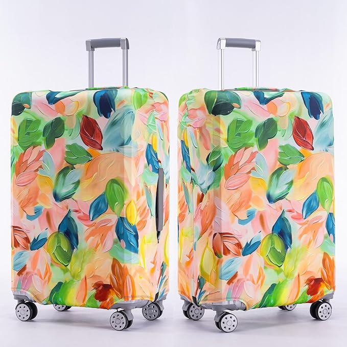 Travelkin Luggage Covers For Suitcase Tsa Approved,Suitcase Cover Protector Fit 18-32 Inch Luggage (Coloured Leaves, S)