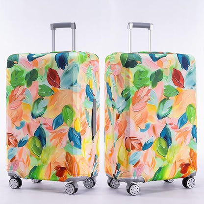 Travelkin Luggage Covers For Suitcase Tsa Approved,Suitcase Cover Protector Fit 18-32 Inch Luggage (Coloured Leaves, XL)