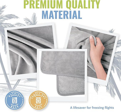BOACAY Soft & Warm Travel Blanket for Airplane & Car - Long Flight Essential for Women, Men, Kids - Compact Pillow with Luggage Sleeve & Backpack Clip