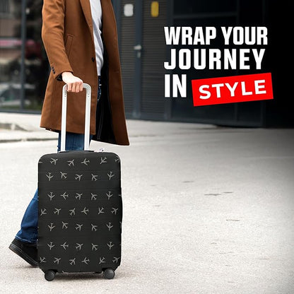 Reversible Luggage Covers & Protectors - Versatile & Washable Luggage & Suitcase Covers | Anti-Scratch Suitcase Cover (Charcoal Brown Departure Board, Medium (58-63 x 38-42 x 23-27cm))