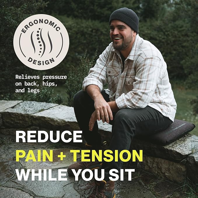 Whispering Winds Inflatable Seat Cushion - Comfortable Blow-up Foam Pad for Airplane, Travel, Stadium, Outdoors, Camping, Car & More