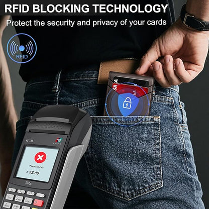 Wallet for Men Wallet with Slim Pop Up Card Holder for 12-14 Cards, RFID Blocking Bifold Minimalist Smart Wallet, Credit Card Holder with ID Window & Cash Slot, Compact Metal Card Case, Gifts for Men