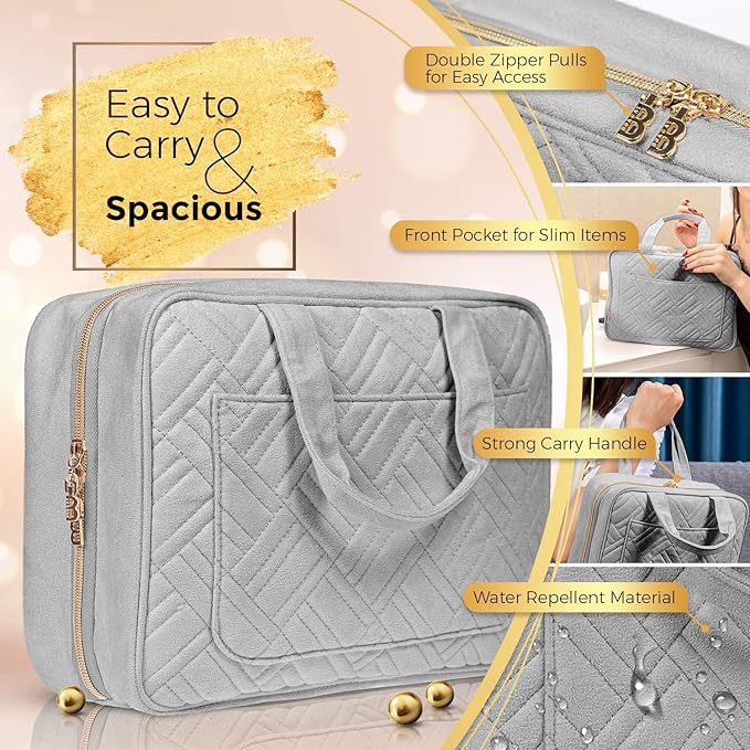 BOACAY Large Hanging Travel Toiletry Bag for Women, Makeup Bag, Bathroom & Shower Organizer Kit for Accessories, Cosmetics, Essentials