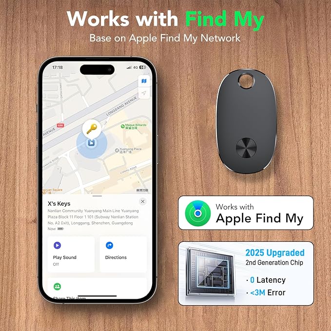 Tracker Tags-4 Pack, Bluetooth Tracker Works with Apple Find My APP (iOS Only), Keys Finder and Item Locator for Luggage, Backpack, Suitcases, Replaceable Battery, IP67 Waterproof weTag pro