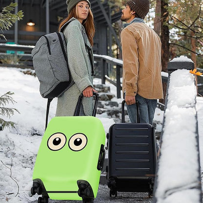 ANNA QUEEN Funny Cartoon Eyes Luggage Cover, Green and Teal Suitcase Protector with Big Eyes Design, Travel Suitcase Cover for 28-30 Inch Luggage, Stretchable & Washable Spandex Travel Accessories