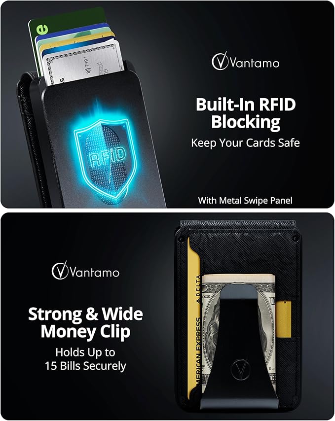 Vantamo Premium Wallet for Men with Money Clip & Card Holder, Compact & Slim Wallet with RFID,13 Cards, Perfect Gifts for Men