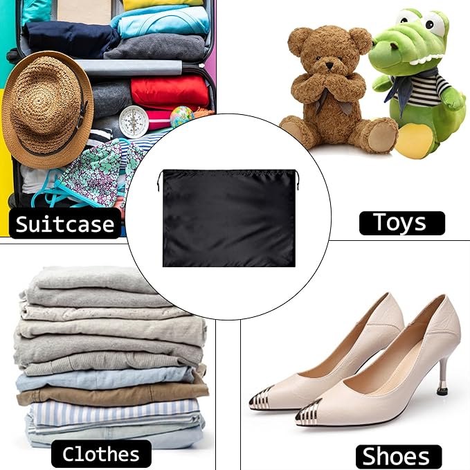 10 Pack Purse Dust Bags Large Silk Drawstring Dust Bag Cover for Handbag Shoe Storage(Black, M-19.6 × 15.7 in)