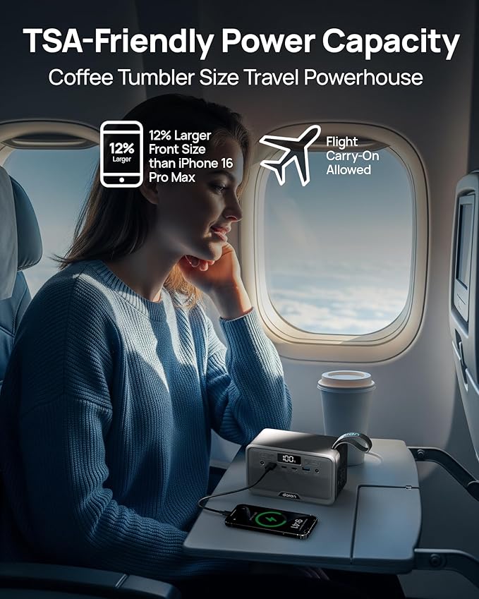 DaranEner Portable Power Station 28000mAh LiFePO4 Battery, Power Bank with AC Outlet 100W/110V, USB-C PD Fast Charging Solar Generator for Laptop, Travel, Camping, Home, Office, TSA Approved