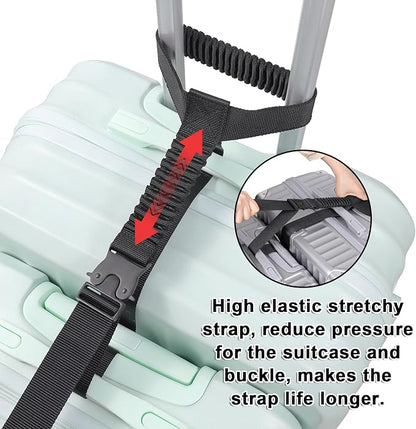 Vigorport Luggage Straps, Straps for Suitcase, 1.5”Width Add A Bag Stretchable Attachment Accessories for Connect Your 3 Luggage Together (Black, 1.5" Width)