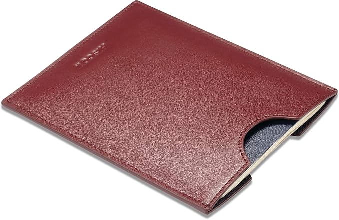 HISCOW Minimalist Passport Sleeve - Italian Calfskin (Wine Red)