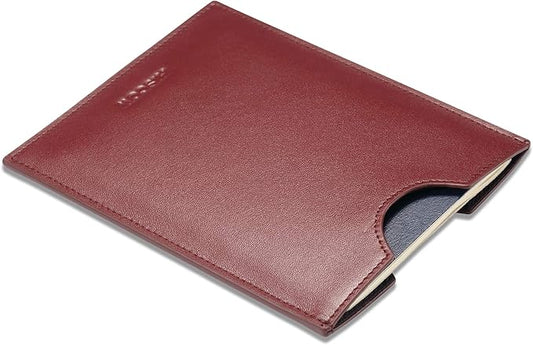 HISCOW Minimalist Passport Sleeve - Italian Calfskin (Wine Red)