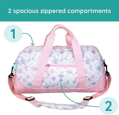 JumpOff Jo by Wildkin Overnighter Duffel Bag – Lightweight Travel Bag for Kids - Fairy Blossom