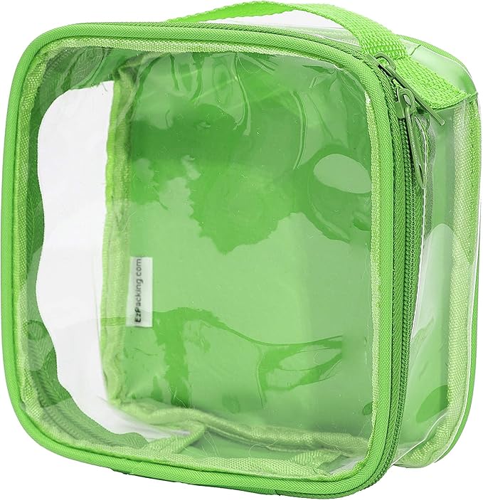 EzPacking Clear TSA Approved 3-1-1 Travel Toiletry Bag for Carry On/Quart Size Transparent Liquids Pouch for Airport Security/Reusable See Through Vinyl & PVC Plastic Organizer Men Women (Green)