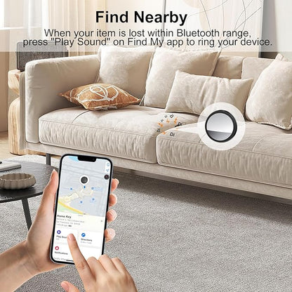 Air Tags-4 Pack Smart Luggage Tracker Tag Work with Apple Find My (iOS Only), Loud Sound, Replaceable Battery, for Keys/Backpack/Suitcase/Wallet, Black