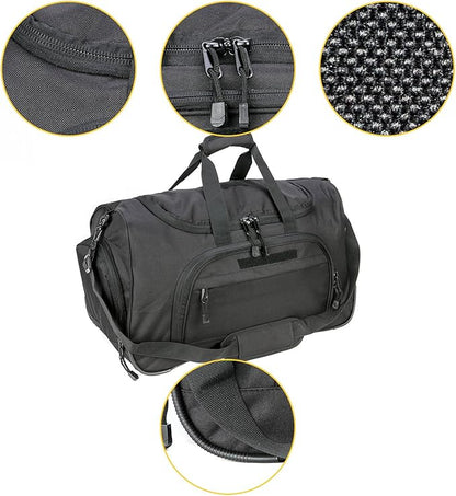 Military Tactical Outdoor Gym Bag Small Duffel Bag with Shoes Compartment for Sports Travel Camping Hunting (B-Black)