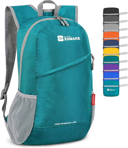 ZOMAKE Lightweight Packable Backpack 20L, Foldable Backpacks Small Daypack for Hiking Water Resistant Day Bag for Travel(Turquoise Green)