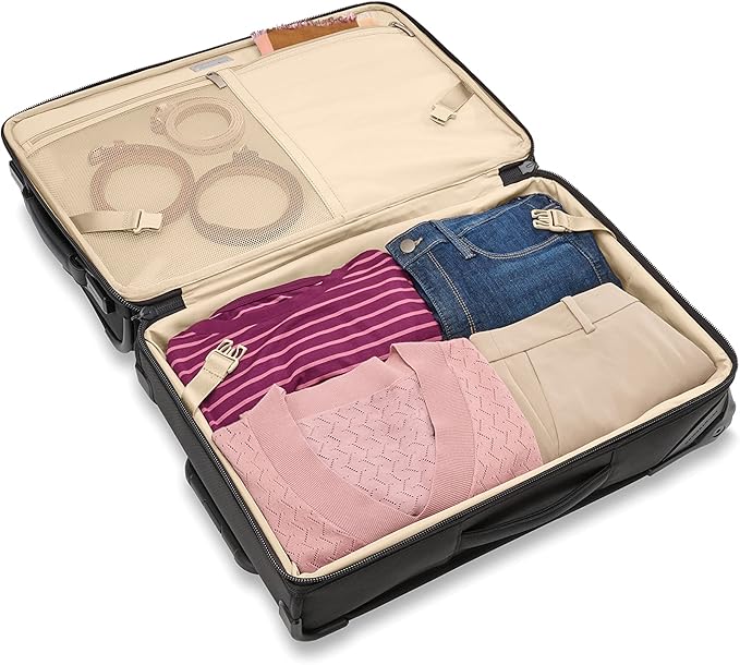 Briggs & Riley 22" Carry-On 2-Wheel Garment Bag - Carry On Luggage for Travel, Suitcases with Wheels, Softside Rolling Bag for Men & Women, Built in Hook for Clothes - Baseline Collection, Black