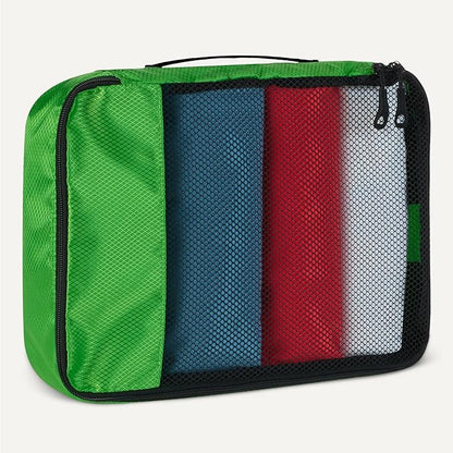 Amazon Essentials 4-Piece Packing Cubes Travel Accessories Set, Luggage Organizer with Double Zipper, Mesh Top, 100% Polyester, Medium, Green (Previously Amazon Basics)