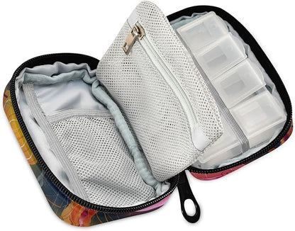 Cute Pill Organizer Weekly Travel Pill Box 7 Day Large Capacity Pill Dispenser with 8 Pill Container Daily Pill Box Organizer Vitamin Holder Pill Bottle Organizer Small Pill Case Jellyfish