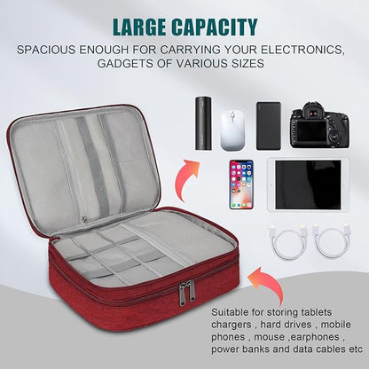 Electronic Organizer Travel Universal Cable Organizer Electronics Accessories Bag for Cable, Charger, Phone, USB, SD Card,1Pack