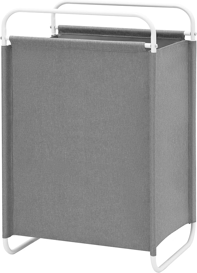 STO STO Laundry Hamper, 75L Laundry Basket with Coated Fabric Bag, Lightweight Portable Dirty Clothes Hamper, Laundry Bin with Metal Frame for Laundry Room, Bedroom, Closet and Dorm, Gray Fabric