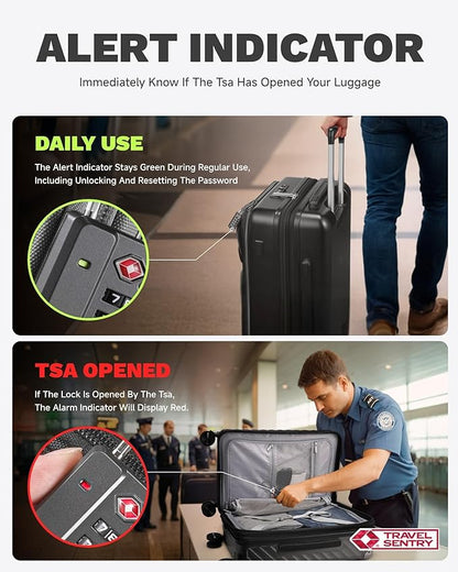 LUGGEX TSA Locks for Luggage, One-Button Reset TSA Approved Luggage Locks, Suitcase Locks, Ease of Use & Durable