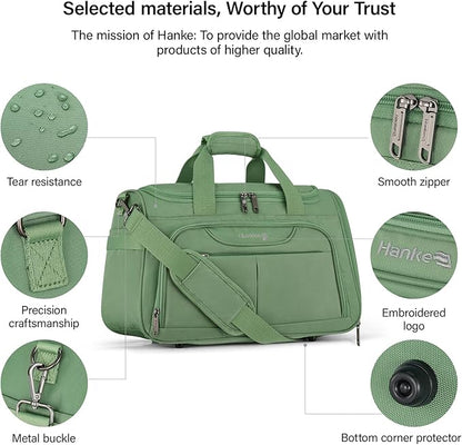 Hanke Carry On luggage Bags for Travel, Large Foldable Duffle Bag for Travel, Softside Lightweight Travel Bag Carry On Bags for Airplanes Women, Travel Tote Bags for Women Men.(Forest Green)