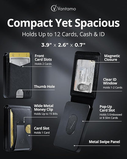 Vantamo Premium Wallet for Men with Money Clip & Card Holder, Compact & Slim Wallet with RFID,13 Cards, Perfect Gifts for Men