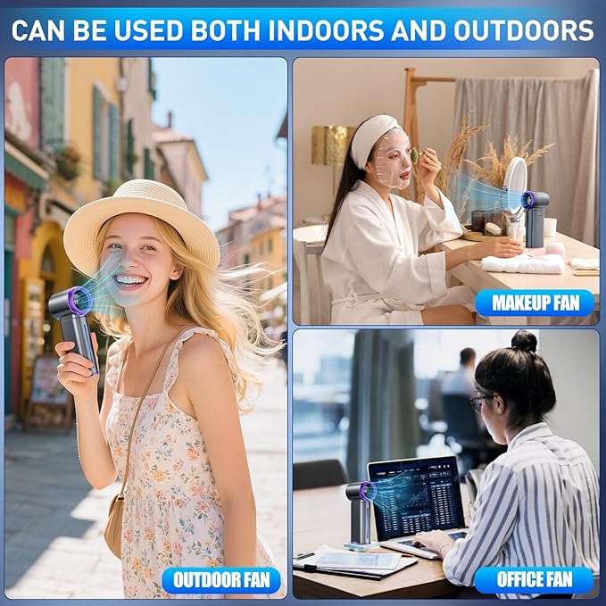 Portable Misting Fan - Mini Handheld Fan - 5000mAh Rechargeable Personal Mister Fans with Digital Display, 1-199 Speeds Adjustable, Birthday Gifts for Women Men Travel/Outdoor/Home/Office (Grey)