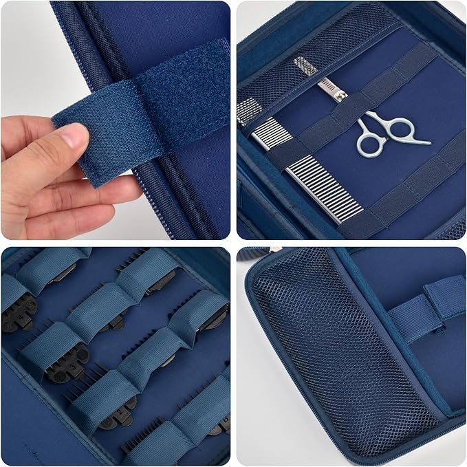 Boobowl Hard Travel Case for Hair Clippers, Hair Cutting Barber Supplies Organizer Bag, Trimmer Storage Holder for Ufree/for Wahl/for Andis Men Razor Guard Grooming Kits -Blue
