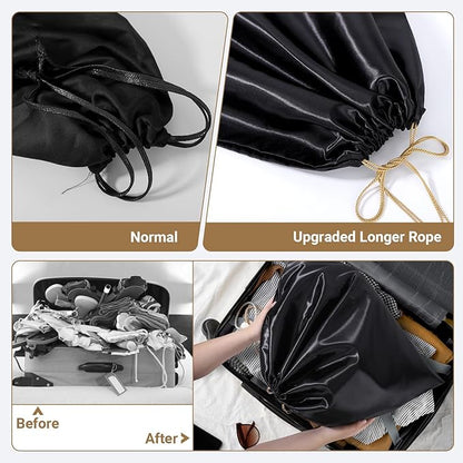 Ewen 23.6x19.6in Satin Dust Bags for Handbags, 7 Pack of Black Storage Bag for Shoes and Boots, Dustproof Silk Bags with Drawstring for Travel, Dust Cover Bag for Purse Clothing, Closet Organizers
