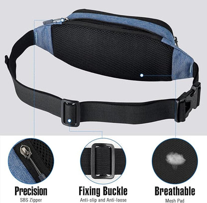 WATERFLY Fanny Pack Waist Bag: Small Hip Pouch Bum Bag Fannie Pack Phanny Fannypack Waistpack Bumbag Beltbag Sport Slim Fashionable for Jogging Hiking Hiker Woman Man