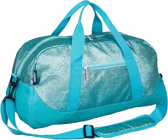 Wildkin Kids Overnighter Duffel Bag – Carry-On Size, Ideal for School & Sleepovers – Blue Glitter