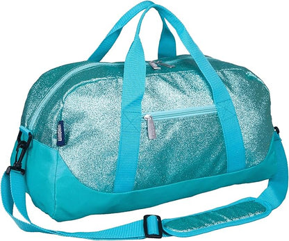Wildkin Kids Overnighter Duffel Bag – Carry-On Size, Ideal for School & Sleepovers – Blue Glitter