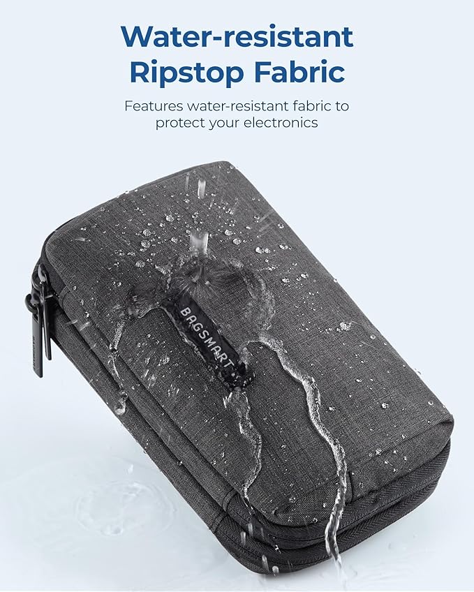 BAGSMART Electronics Organizer Travel Case, Cable Charger Cord Tech Organizer Pouch for Phone Charger Accessories, Beige