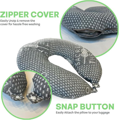 Sacred Thread Rayon Derived from Bamboo Travel Neck Pillow for Airplanes, Memory Foam for Airplane, Ergonomic Design Neck Rest, Travel Pillow for Sleeping