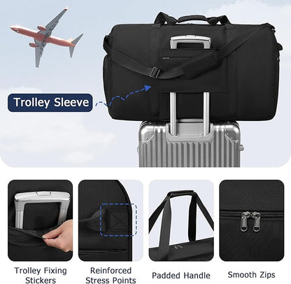 Large Foldable Duffle Bag for Travel, Lightweight Packable Duffel Bag for Traveling, Waterproof Weekender Bag for Women & Men with Shoe Compartment - 110L, 30" x 13.5" x 17"