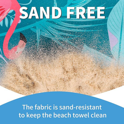 2 Pack Lightweight Thin Beach Towel Oversized 71"x32" Big Extra Large Microfiber Sand Free Towels for Adult Quick Dry Travel Camping Beach Accessories Vacation Essential Gift Blue Shell Flamingo