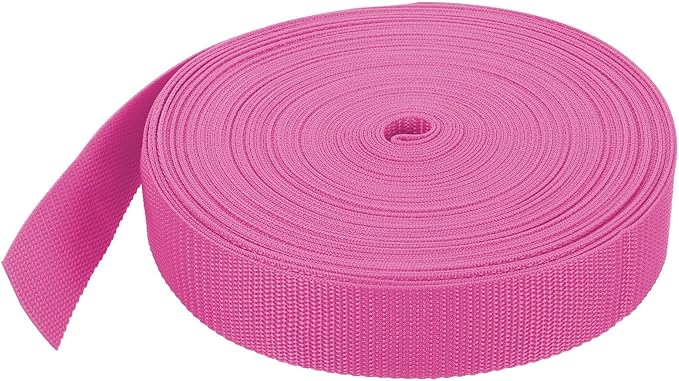 MECCANIXITY Lightweight Polypropylene Webbing Strap 1 1/2" 25 Yard Backpack Strapping Band Rose Red for Outdoor Luggage Cargo Straps