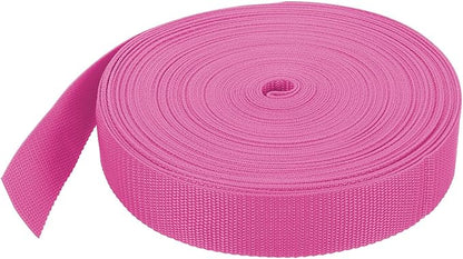MECCANIXITY Lightweight Polypropylene Webbing Strap 1 1/2" 25 Yard Backpack Strapping Band Rose Red for Outdoor Luggage Cargo Straps