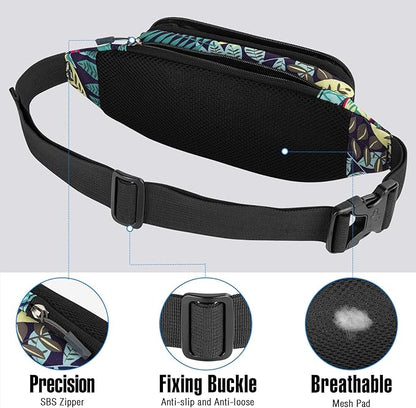 WATERFLY Fanny Pack Waist Bag: Small Hip Pouch Bum Bag Fannie Pack Phanny Fannypack Waistpack Bumbag Beltbag Sport Slim Fashionable for Jogging Hiking Hiker Woman Man