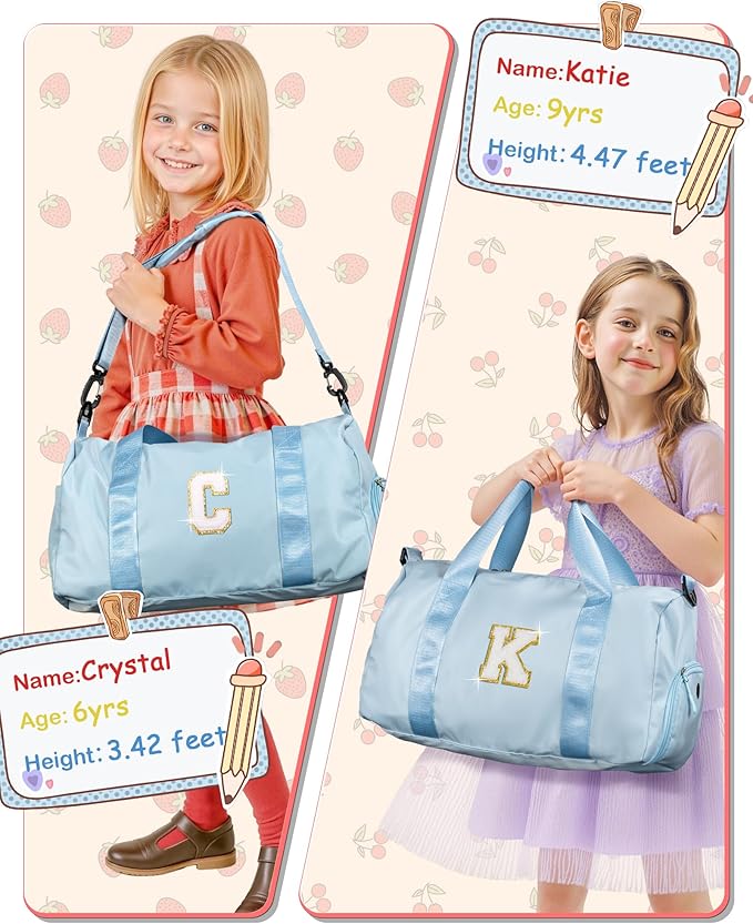 Christmas Gifts for Girls-Girl Gym Bag with Shoe Compartment, Kid Personalized Weekender Overnight Bags, Initial Travel Tote with Makeup Pouch, Gift for 8 Year Old Girl (Letter P)