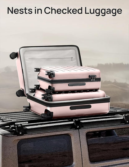NINETYGO Luggage Sets 3 Piece, Carry On Luggage Airline Approved, Medium Large Checked Luggage with Spinner Wheels, Expandable, Hard Shell PC Suitcase Sets, TSA, 20in/24in/28in (Pink, Rhine Max)