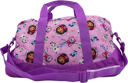 Gabby's Dollhouse Duffle Bag, 16 inch Travel Sleepover Weekender Bag for Girls, Purple Dance Bag