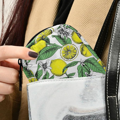 Fustylead Lemons Leaves Floral Pill Organizer Travel Portable Zipper Cloth Bag for Holding Weekly Supplements Vitamins and Fish Oils