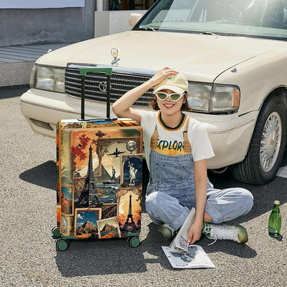 ANNA QUEEN Travel Luggage Cover Suitcase Protector Suitcase Cover Anti-Scratch,Stretchable Bag Cover Washable Durable Polyester with Elastic Hem with Zipper Closure
