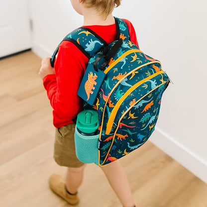 Wildkin Kids Luggage Tags – Set of 2, Durable Bag Tags w/Info Card for Suitcases & Backpacks - Jurassic Dinosaurs