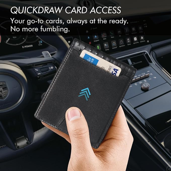 Full Grain Leather Wallet for Men, RFID Blocking, Mens Wallet Bifold with 2 ID Windows, Billfold with 13 Card Slots, Leather Gift for Men, American Flag Wallet Black