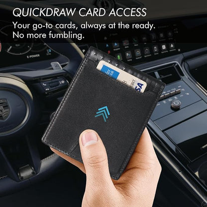 Full Grain Leather Wallet for Men, RFID Blocking, Mens Wallet Bifold with 2 ID Windows, Billfold with 13 Card Slots, Leather Gift for Men, American Flag Wallet Black